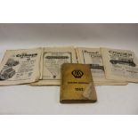 Collection of 1920s - 1940s original Autocar Citroen car adverts and AA handbook