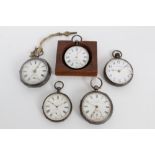 Five silver cased pocket watches - including two by J. G.