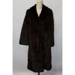 Good quality vintage mink fur coat, deep shiny brown pelts,