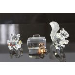 Three Swarovski crystal figures - Squirrel,