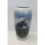 Good quality Royal Copenhagen porcelain vase with landscape decoration, numbered 2694 to base,