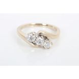 Diamond three stone ring with three brilliant cut diamonds estimated to weigh approximately 0.