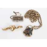 Victorian agate padlock locket on chain,