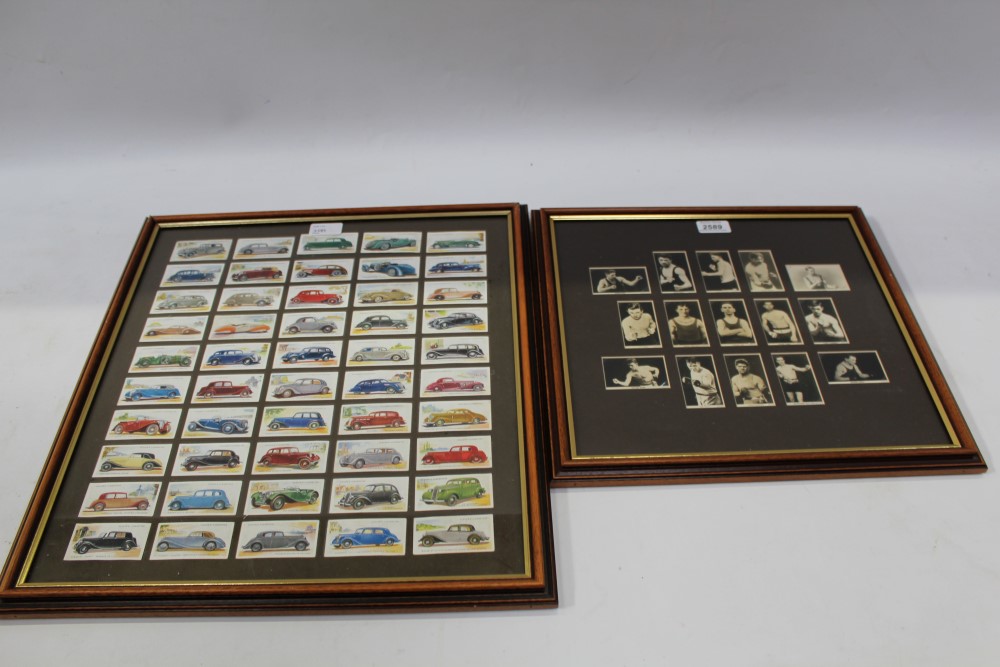 Cigarette cards framed and glazed - Boys Friend Rising Boxing Stars, Players Motor Cars,