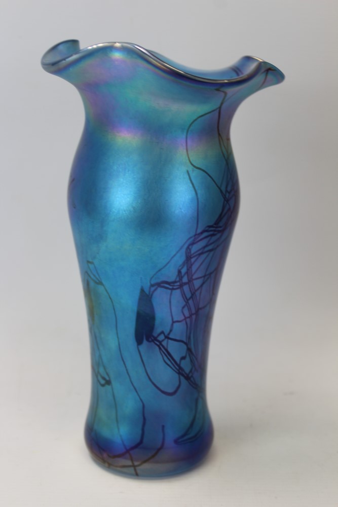 John Ditchfield blue iridescent glass vase with flared rim, 23. - Image 4 of 6