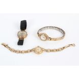 Ladies' gold (9ct) Avia wristwatch on gold (9ct) bracelet,