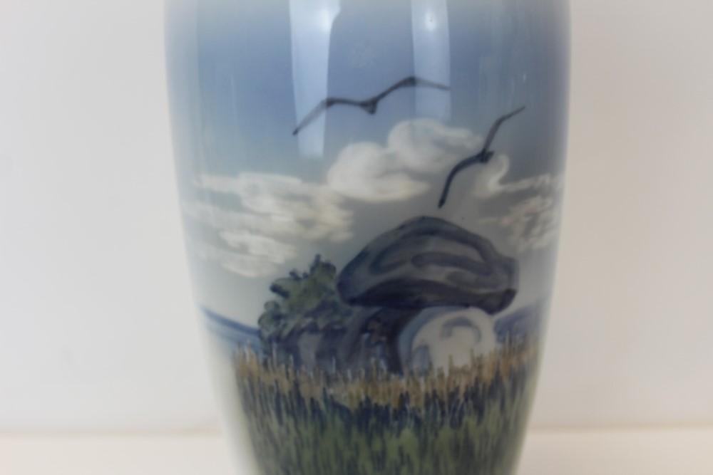 Good quality Royal Copenhagen porcelain vase with landscape decoration, numbered 2694 to base, - Image 3 of 7