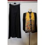 Circa 1940s Chinese silk evening jacket and full-length matching skirt,