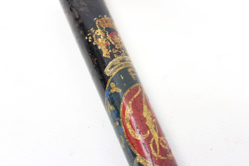 Victorian police truncheon - polychrome painted with VR cypher and inscribed - City Police, - Image 2 of 3