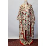 Early 20th century Japanese kimono - full-length with long wide sleeves and padded hem,