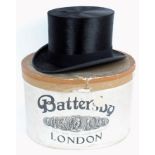 Gentlemen's black silk top hat by Battersby & Co. London, size 7 1/8 - sold in Battersby & Co.