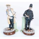Rare pair early 20th century German porcelain motoring interest humorous figures,