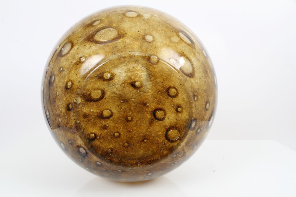 Large art glass vase of globular form, - Image 3 of 3