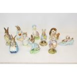 Ten Royal Albert Beatrix Potter figures - Old Mr Brown, Mrs Ribby, Mrs Rabbit and bunnies,