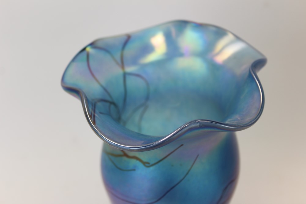 John Ditchfield blue iridescent glass vase with flared rim, 23. - Image 2 of 6