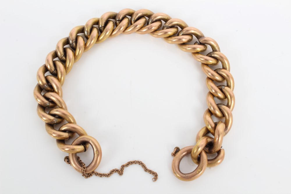 Yellow metal hollow curb link bracelet CONDITION REPORT Unmarked,