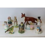 Six Beswick Beatrix Potter figures - Pickles, Ribby, Fierce Bad Rabbit, Cousin Ribby,