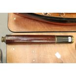 19th century brass and leather covered telescope,