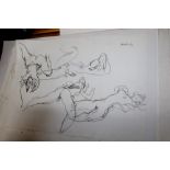 Collection of unframed drawings by Peter Collins - nude studies