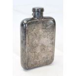 Victorian silver spirit flask of shaped rectangular form,