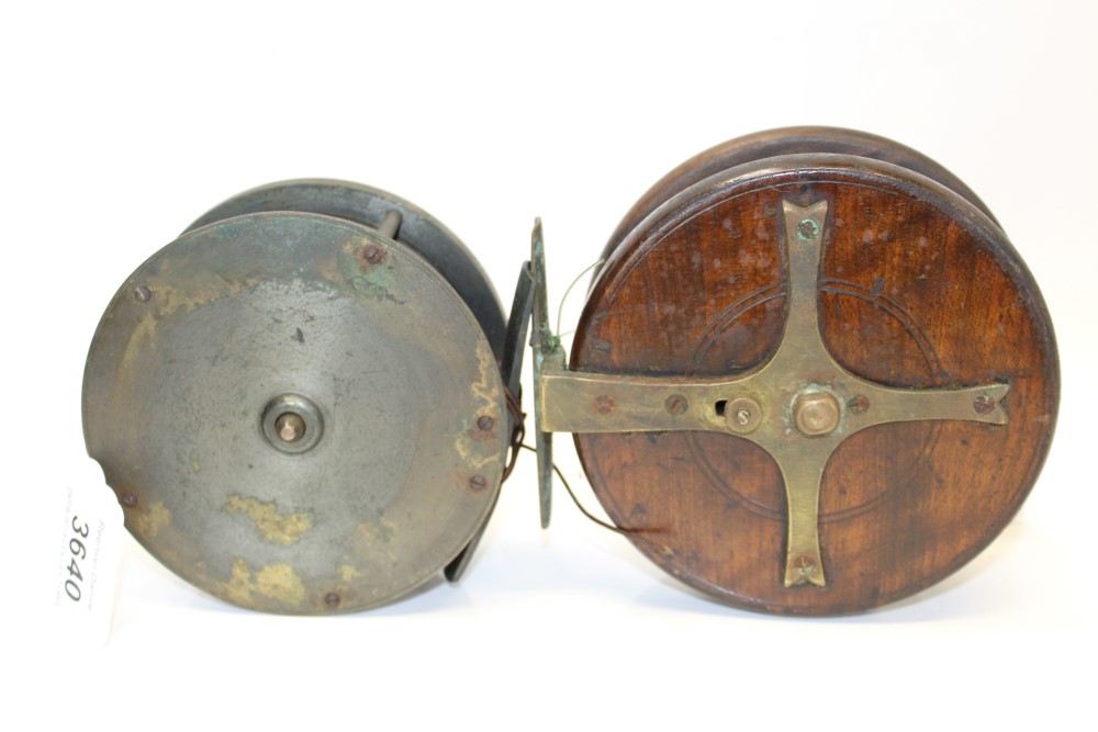 Victorian brass fishing reel and another wooden fishing reel (2) - Image 2 of 2