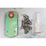 Sarony Cigarettes Roulette tin with contents, a selection of advertising bottle openers and a J. W.