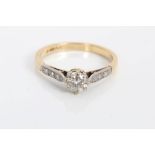 Diamond single stone ring with a brilliant cut diamond estimated to weigh approximately 0.