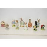 Ten Royal Albert Beatrix Potter figures - Poorly Peter Rabbit, Peter ate a Radish, Appley Dapply,