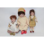 Doll - Alt Beck Gottschalk boy (dressed as a girl) - bisque head 1361/30, brown hair and eyes,