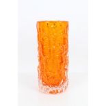 Whitefriars tangerine bark vase, designed by Geoffrey Baxter,