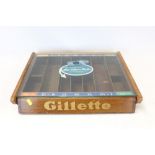 1950s / 1960s advertising / wooden display case with glass front 'Gillette Blades'