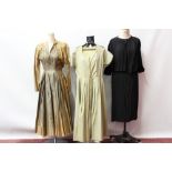 Selection of ladies' vintage dresses 1940s - 1950s period - black full-length lace dress,