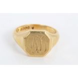Gentlemen's gold (18ct) signet ring with engraved initials - A.D.J.