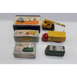 Dinky Big Bedford Van 'Heinz' no. 923, BBC TV Roving Eye Vehicle no. 968, Coles Mobile Crane no.