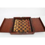 Late Victorian / Edwardian mahogany travelling box with rosewood and satinwood inlaid board with