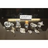 Selection of boxed Swarovski crystal items - including Pineapple, Owl, Cockerel, Swan, etc,