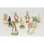 Nine Royal Albert Beatrix Potter figures - Little Black Rabbit, Mrs Rabbit, Benjamin Bunny,