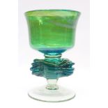 Large Mdina trailed glass goblet / chalice - designed by Michael Harris, 19.