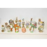 Fourteen Beswick Beatrix Potter figures - Mr Benjamin Bunny, Poorly Peter Rabbit, Benjamin Bunny,