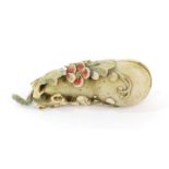19th century Chinese carved and stained ivory gourd-form box,
