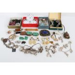 Vintage costume jewellery - including silver charm bracelets, other silver jewellery,