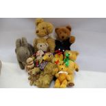 Teddy Bears selection - various sizes - including a vintage golden mohair bear with rexine pads,