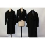 Ladies' 1950s vintage black evening jacket, wool with black cord work and velvet collar,