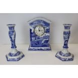 Copeland Spode limited edition - The Spode Blue Italian Clock with certificate and a pair of