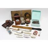 Collection of four late 19th / early 20th century inkwells - including one in a case made of teak