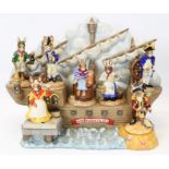 Complete set of Royal Doulton Bunnykins The Shipmates Collection figures and stand (8)