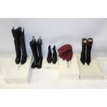Ladies' boots - black fur-trimmed suede with high heels by Martinez Valero,