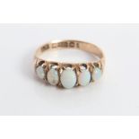 Gold (9ct) five stone opal ring in claw setting.