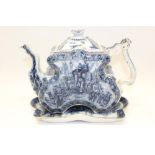 Burgess & Leigh blue and white teapot and stand,