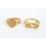 Gold (18ct) signet ring with initials - A.C.